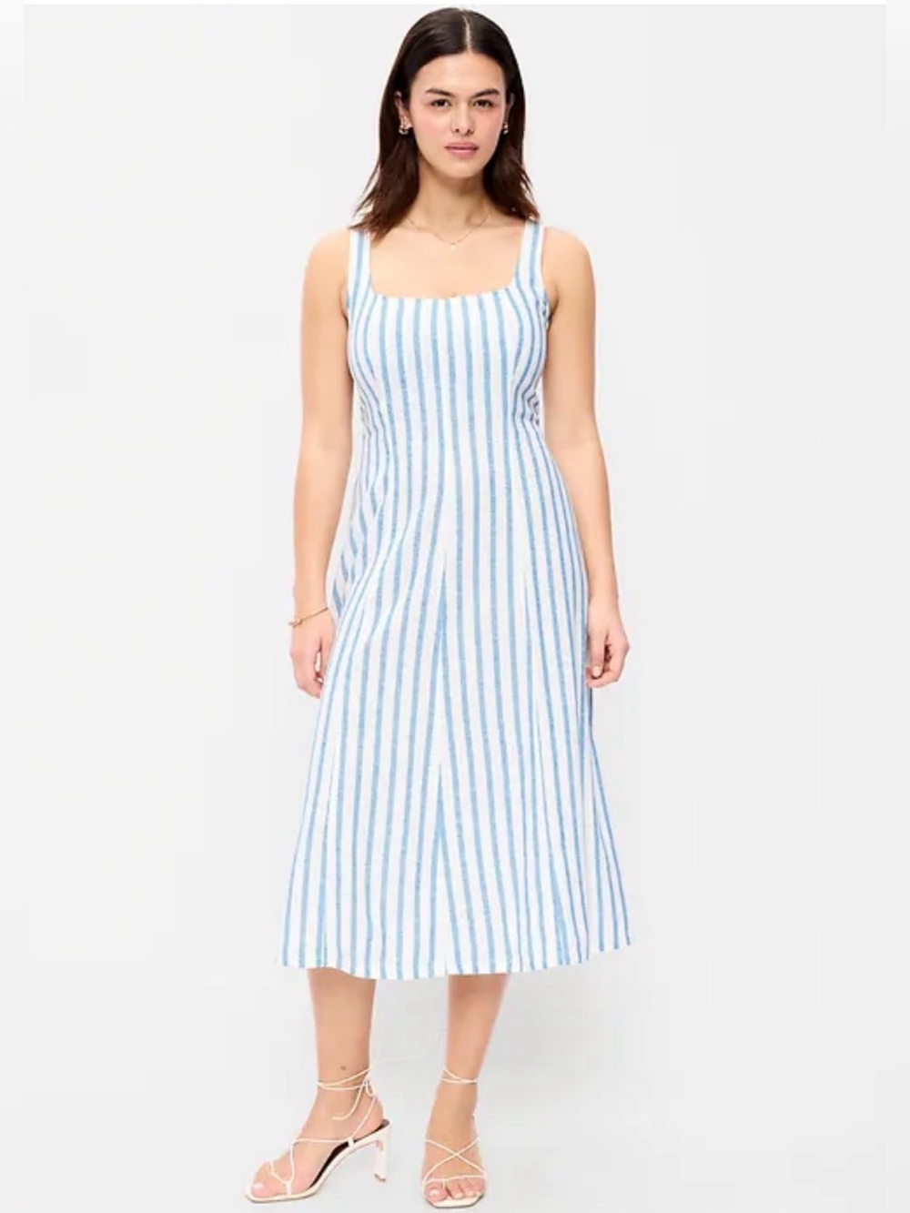 Old Navy blue and white striped linen-blend midi dress women’s size 4X